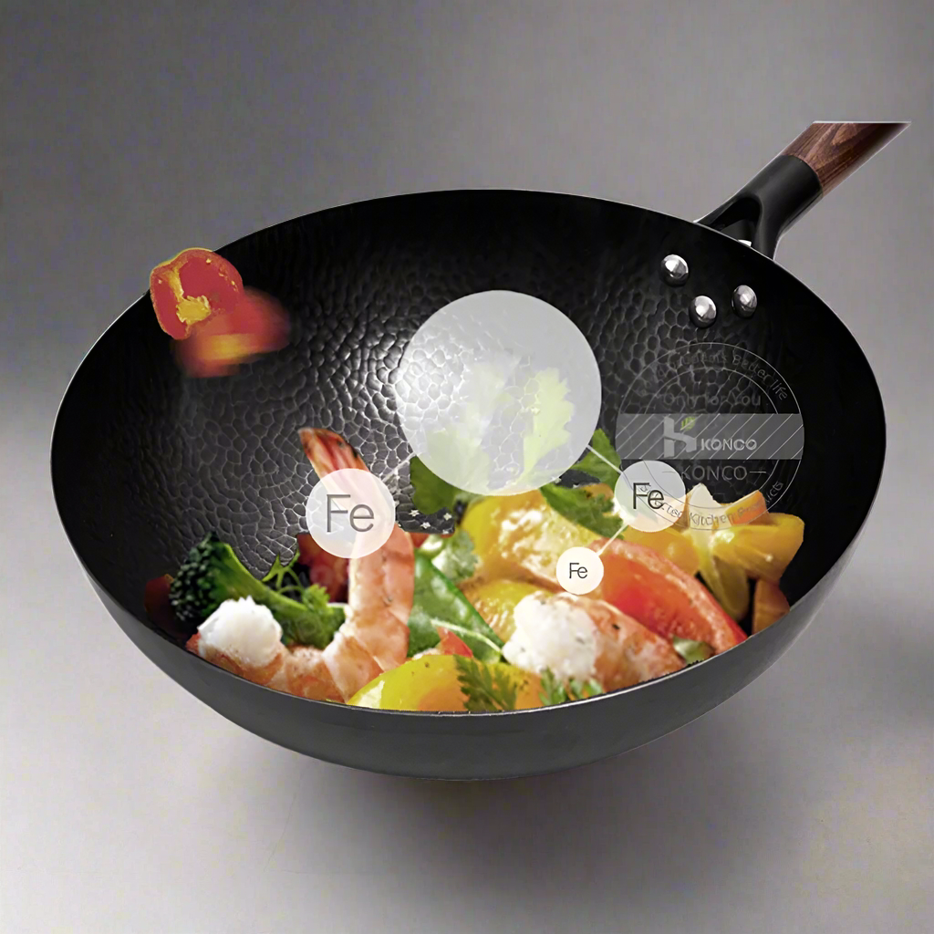 Pure 32cm Iron Wok – Traditional Cast Iron Pan (Non-Coated) Gas & Induction