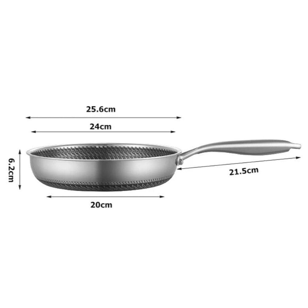 Stainless Steel Non-stick Honeycomb Frying Pan with Lid – Ceramic & Electric, induction