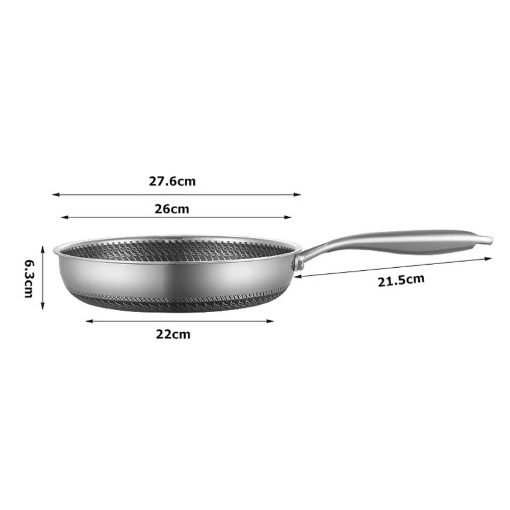 Stainless Steel Non-stick Honeycomb Frying Pan with Lid – Ceramic & Electric, induction