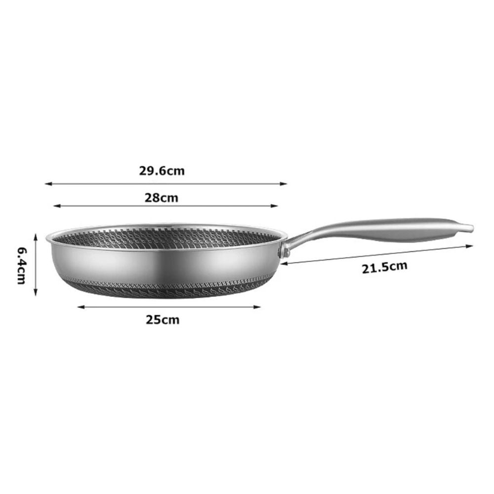 Stainless Steel Non-stick Honeycomb Frying Pan with Lid – Ceramic & Electric, induction