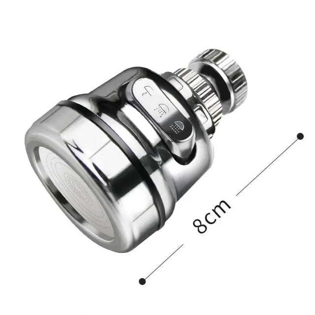 Chrome kitchen faucet with measurement details on a white background