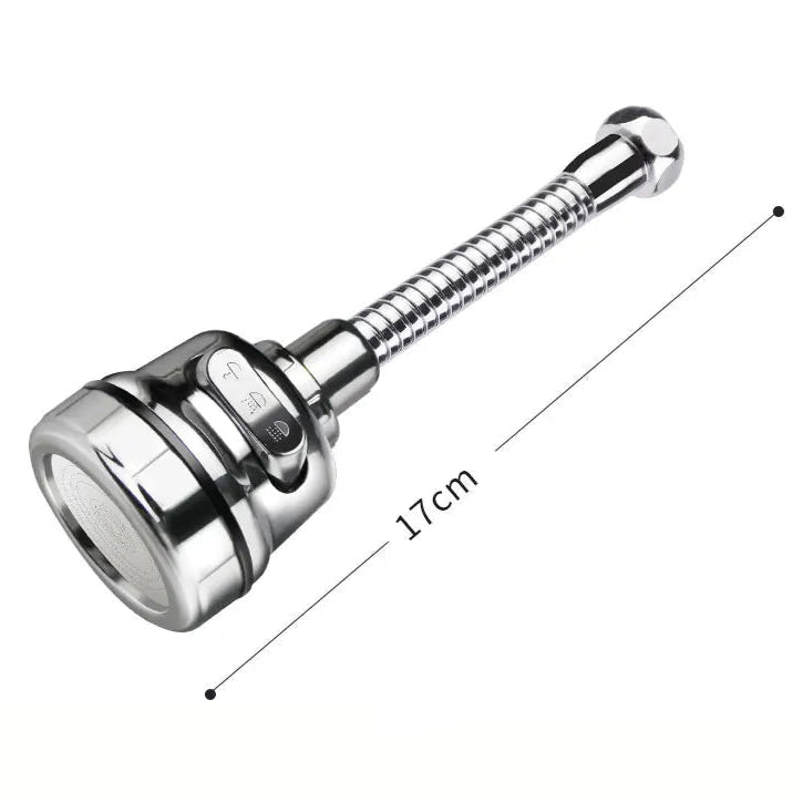 Chrome water faucet handle with measurement details on a white background