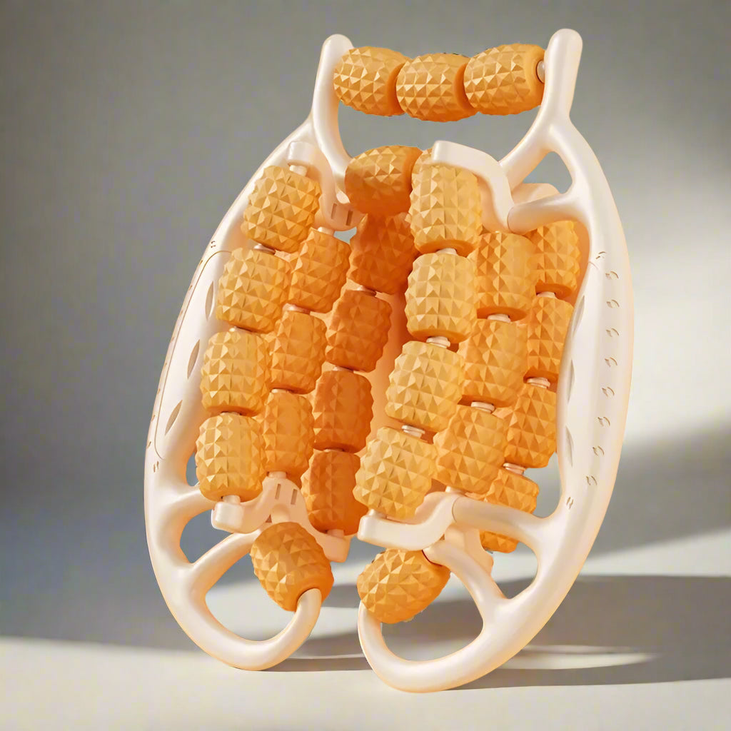 Close-up of a white and orange silicone mold on an orange background