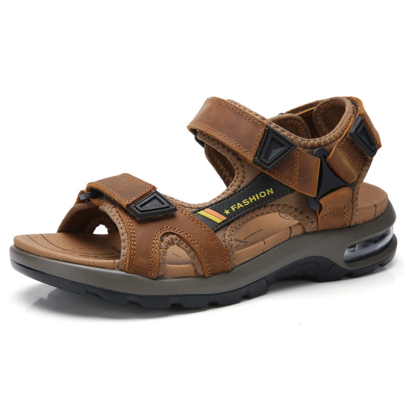 Men’s Leather Roman Sandals – Summer Outdoor Gladiator Beach Shoes