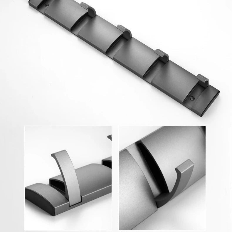 Folding Wall Hook Rack Available in 3 to 5 Hook Options | No-Drill or Screw Mounting