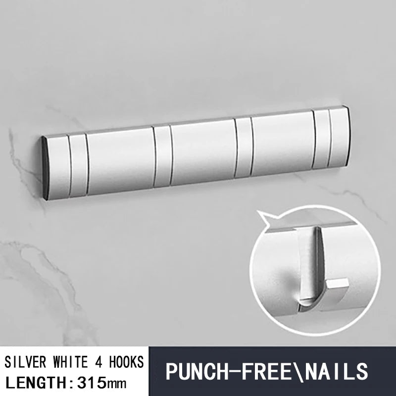 Folding Wall Hook Rack Available in 3 to 5 Hook Options | No-Drill or Screw Mounting