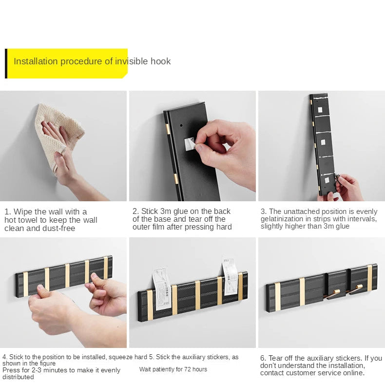 Folding Wall Hook Rack Available in 3 to 5 Hook Options | No-Drill or Screw Mounting