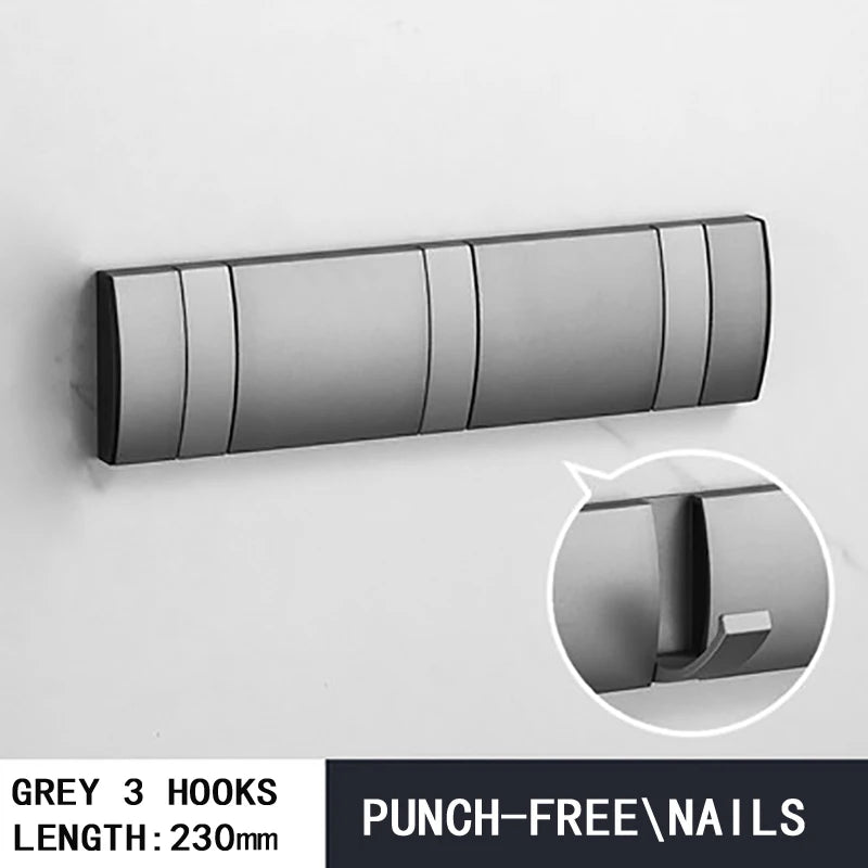 Folding Wall Hook Rack Available in 3 to 5 Hook Options | No-Drill or Screw Mounting