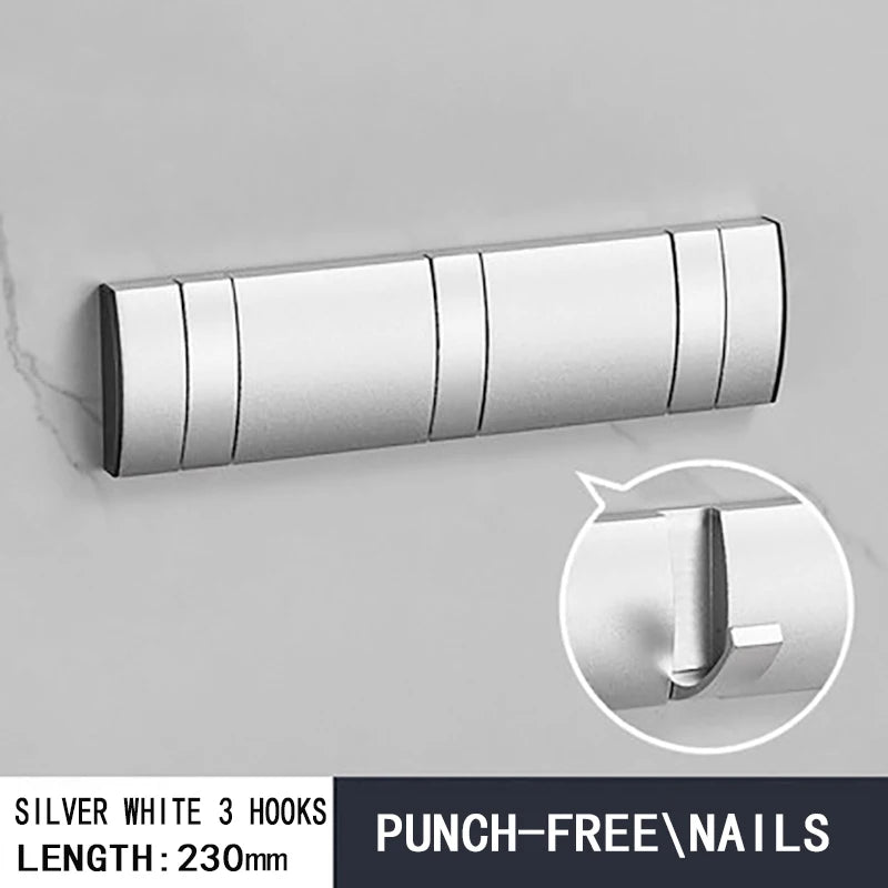 Folding Wall Hook Rack Available in 3 to 5 Hook Options | No-Drill or Screw Mounting