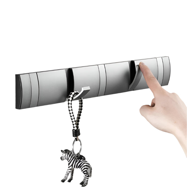 Handy hook with zebra keychain on a marble surface, featuring the brand 'WJMONE'.
