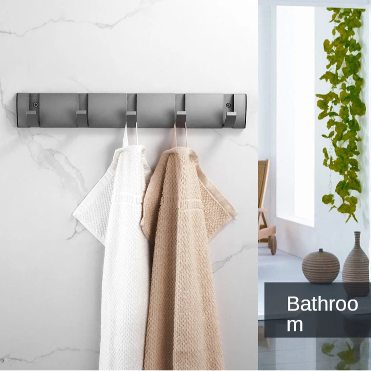 Hanging rack with clothes in a bathroom setting, text 'Not limited by scenarios' displayed.