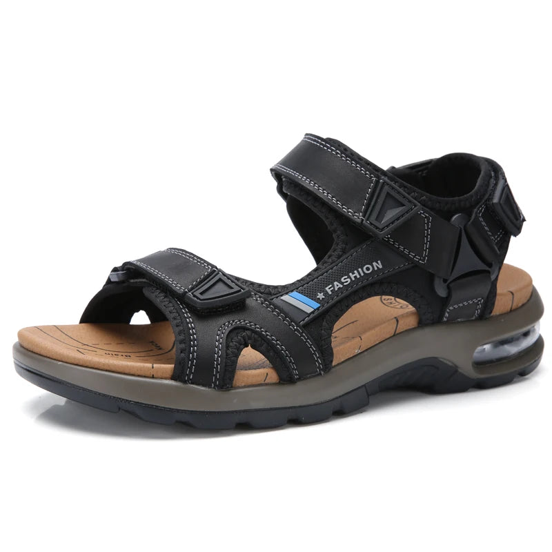 Men’s Leather Roman Sandals – Summer Outdoor Gladiator Beach Shoes