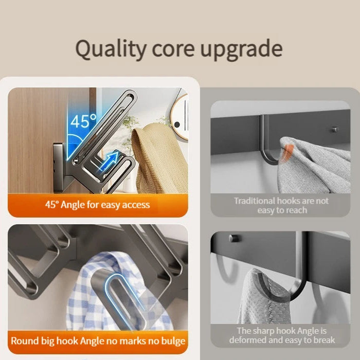 Product advertisement for a quality core upgrade with text and images of hooks on a beige background.