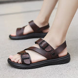 Men’s Summer PU Leather Sandals – Casual Non-Slip Gladiator Shoes