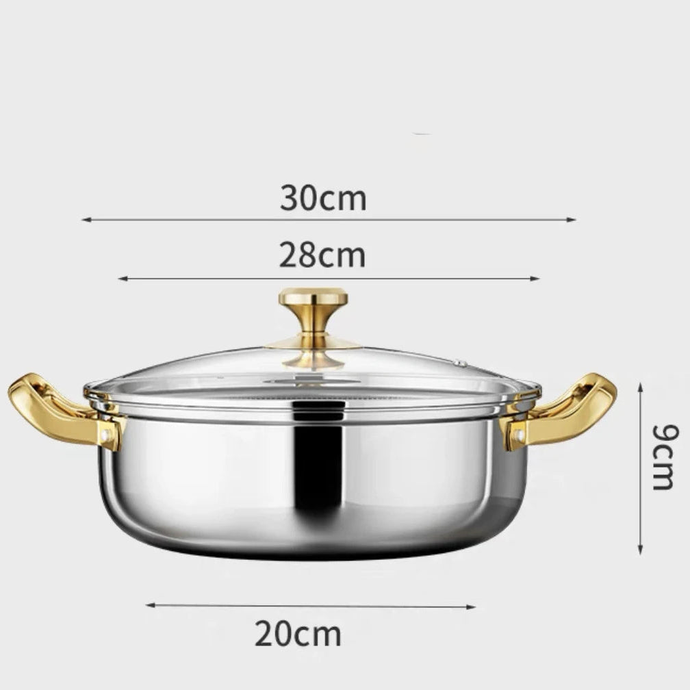 Multi-Layer 410 Stainless Steel Frying Pan with Lid – Fast Heat, All-Hob Ready