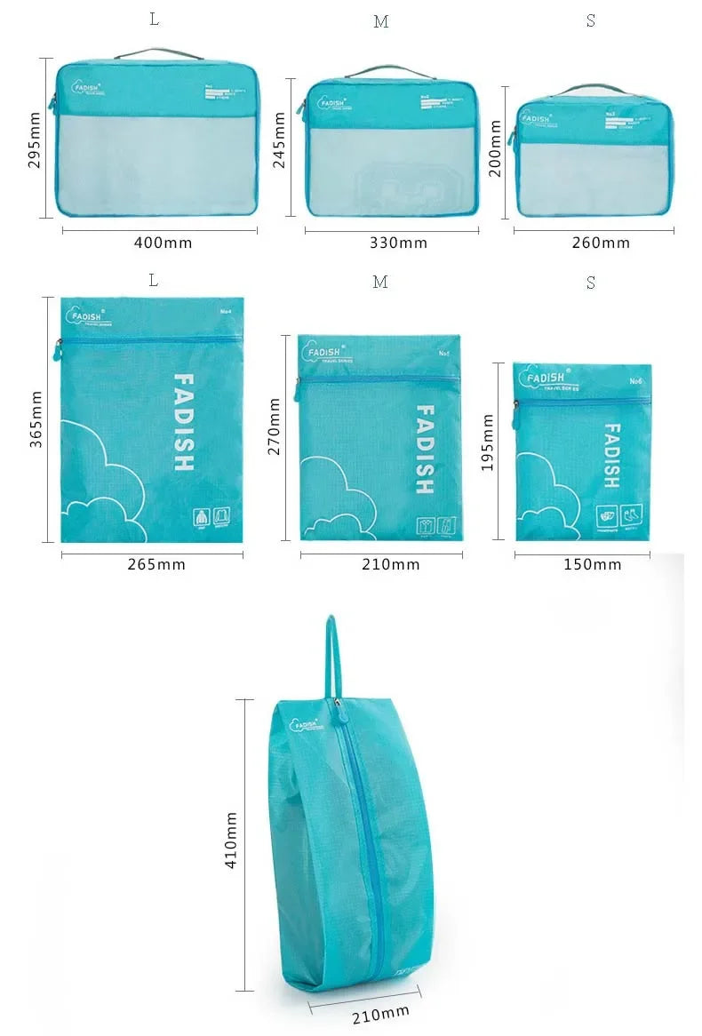 7/6 PCS Travel Organizer Set – Waterproof Packing Cubes for Clothes and Accessories