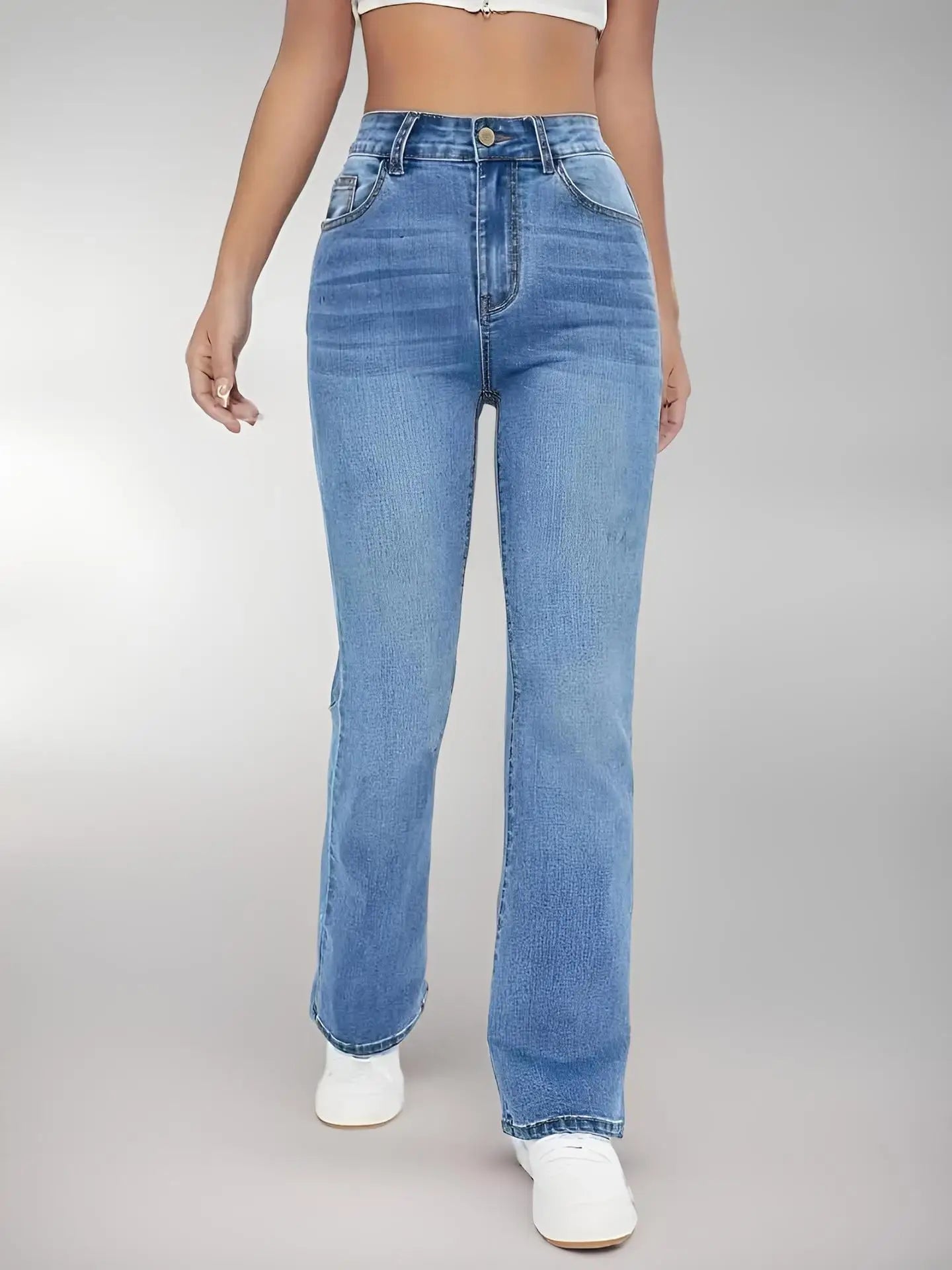 Women's High Waist Straight Leg Jeans – Casual Slimming Denim for Everyday Wear