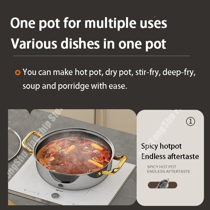 Multi-Layer 410 Stainless Steel Frying Pan with Lid – Fast Heat, All-Hob Ready