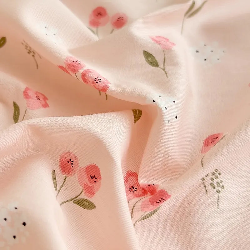 100% Cotton Floral Bed Sheet Set – Ultra Soft Pink/Purple Blossom Print