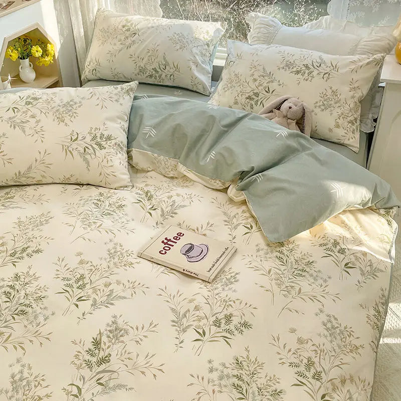 Pink Floral Duvet Cover Bedding Set – Soft Microfiber for Girls, Single to King Sizes