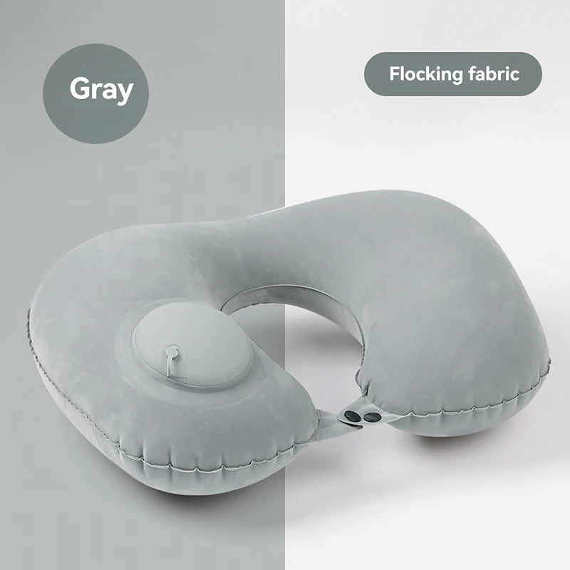 Inflatable Travel Neck Pillow – Portable U-Shaped Press-to-Inflate Pillow