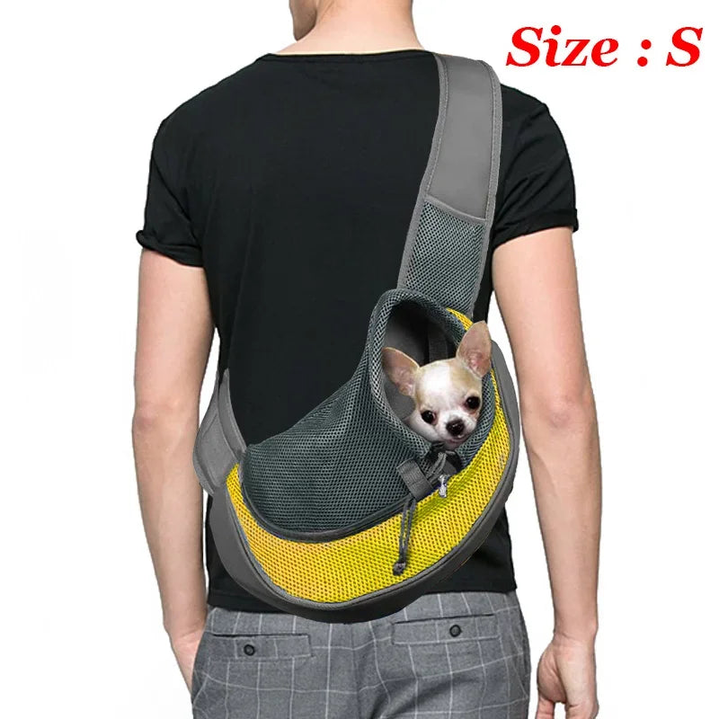 Dog Sling Carrier Backpack – Breathable Mesh Crossbody Bag for Dogs & Cats
