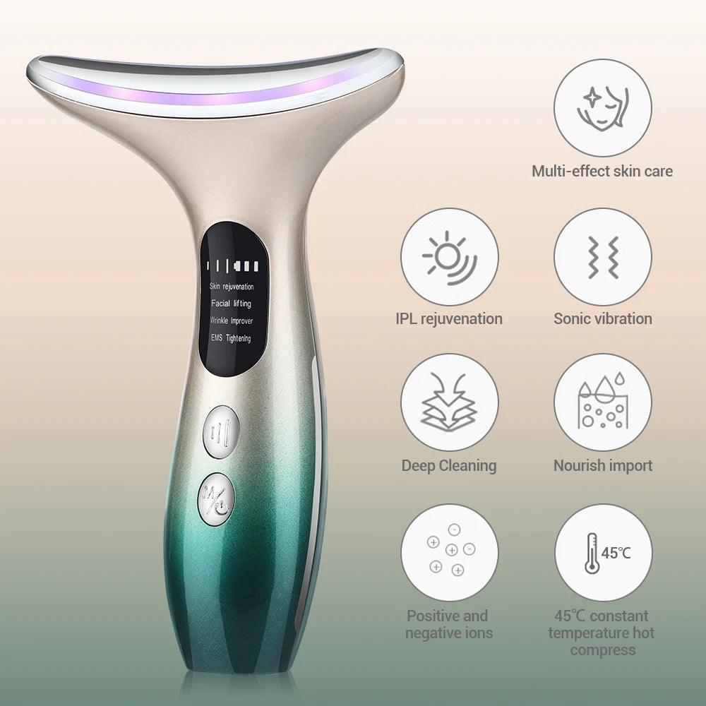 Neck & Face Beauty Device – 3-Colour LED Skin Tightening & Wrinkle Remover
