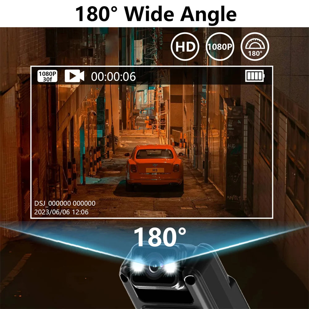 WiFi Mini body Camera – 1080P Portable Body Cam with Night Vision, 180° Rotatable Lens