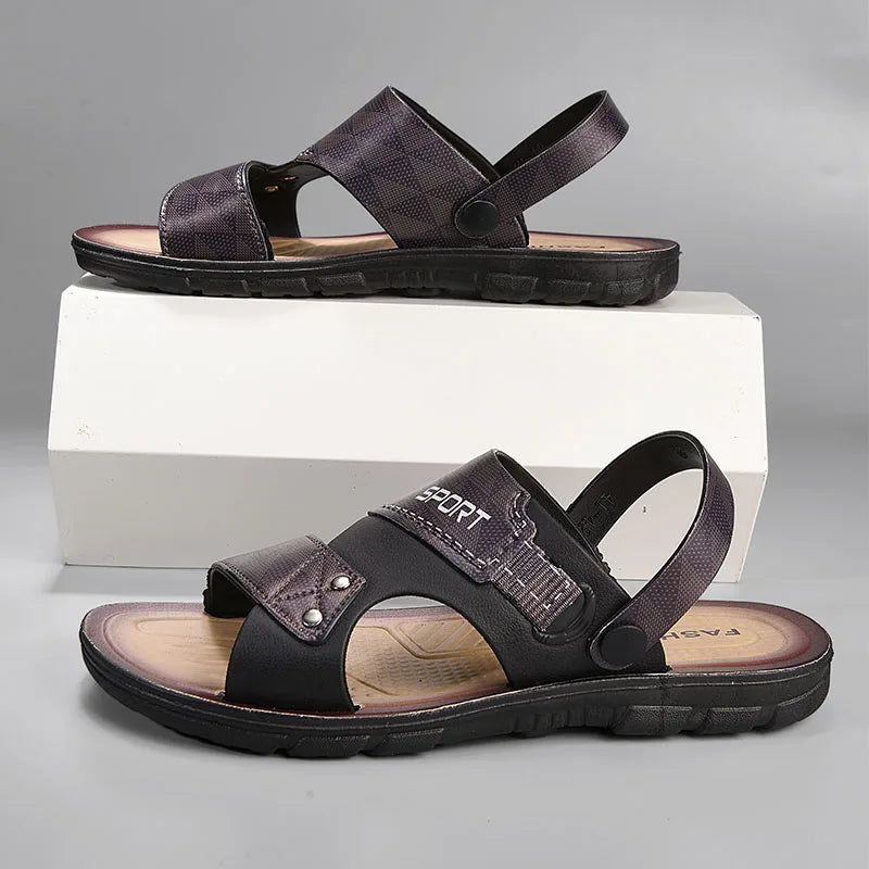Men’s Summer Slip-On Sandals – Non-Slip Open-Toe Casual Beach Slippers