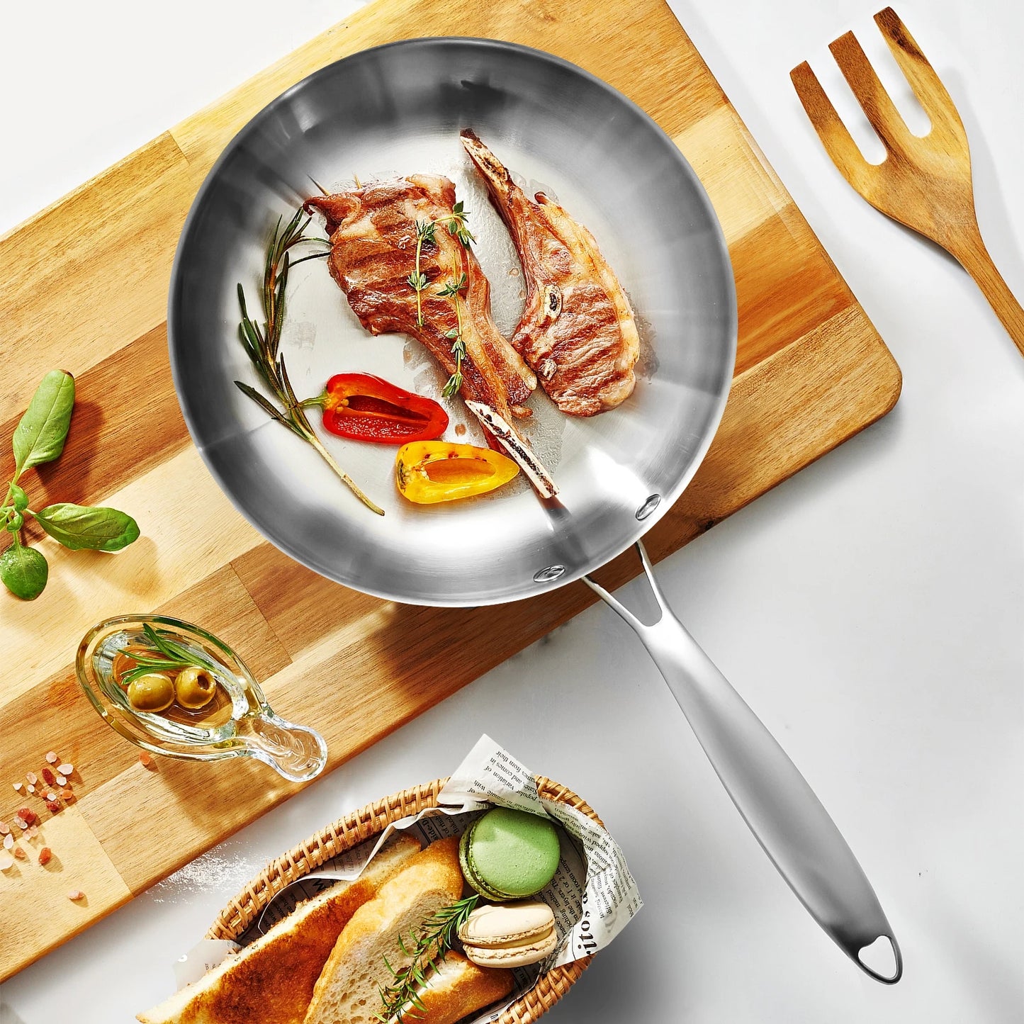 304 Stainless Steel Frying Pan – Non-Stick Skillet for Gas & Induction Cookers