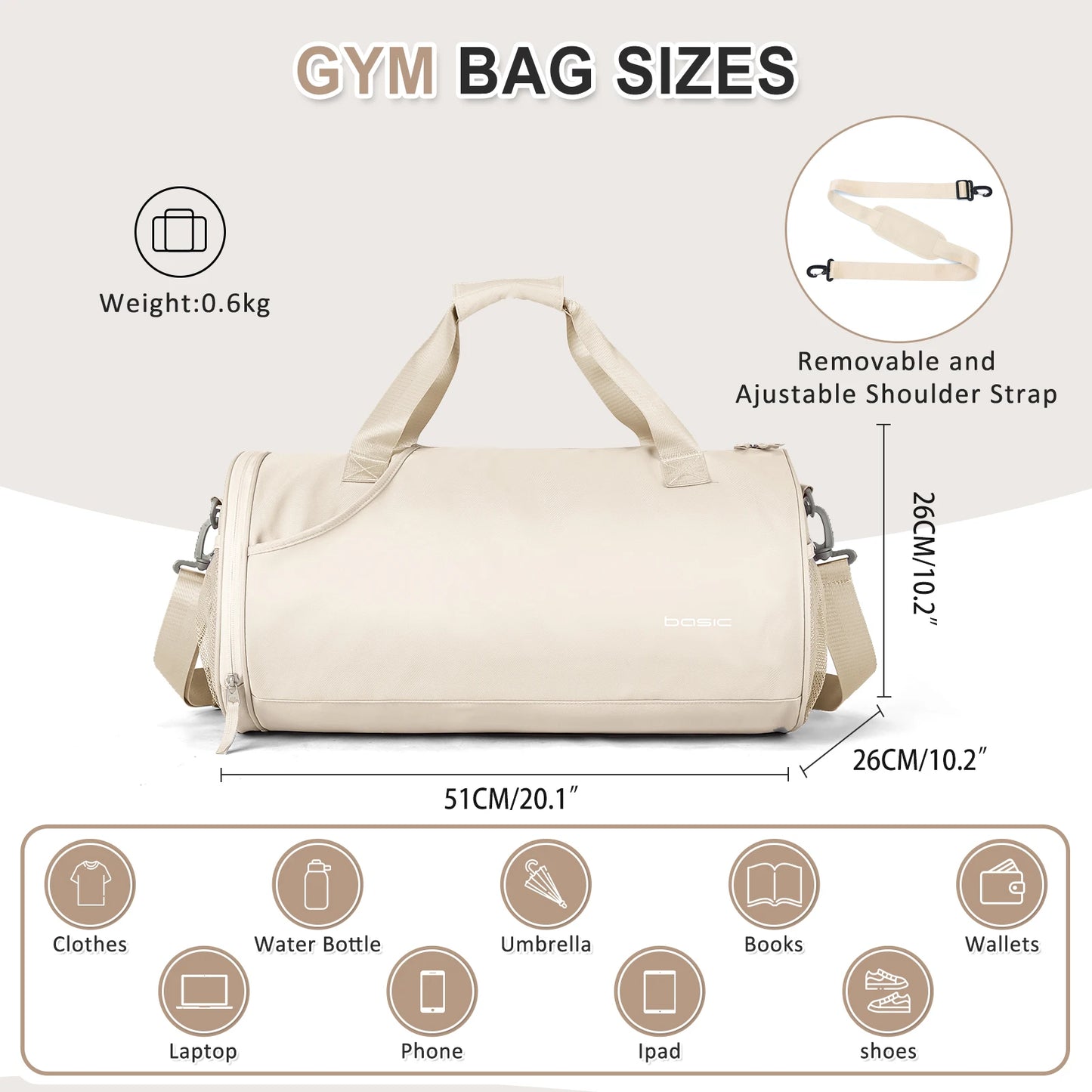 Women’s Waterproof Gym, Yoga & Weekend Bag with Shoe Compartment
