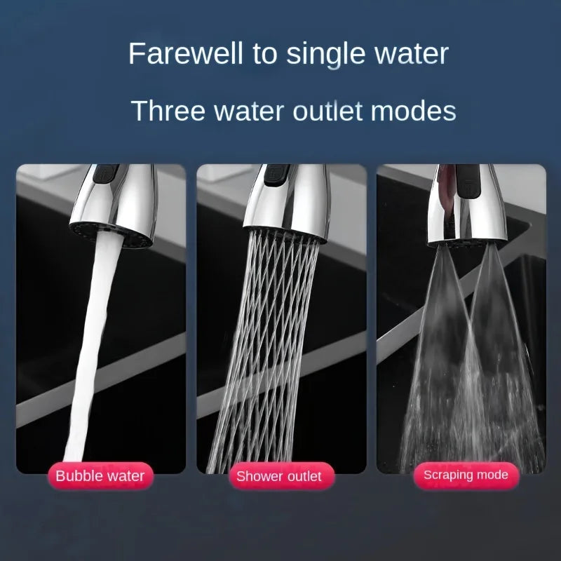 Anti-Splash 360° Rotating Kitchen Tap Attachment with 3 Water-Saving Modes