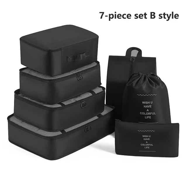 7PCS Travel Organizer Set – Packing Cubes for Clothes, Shoes & Luggage