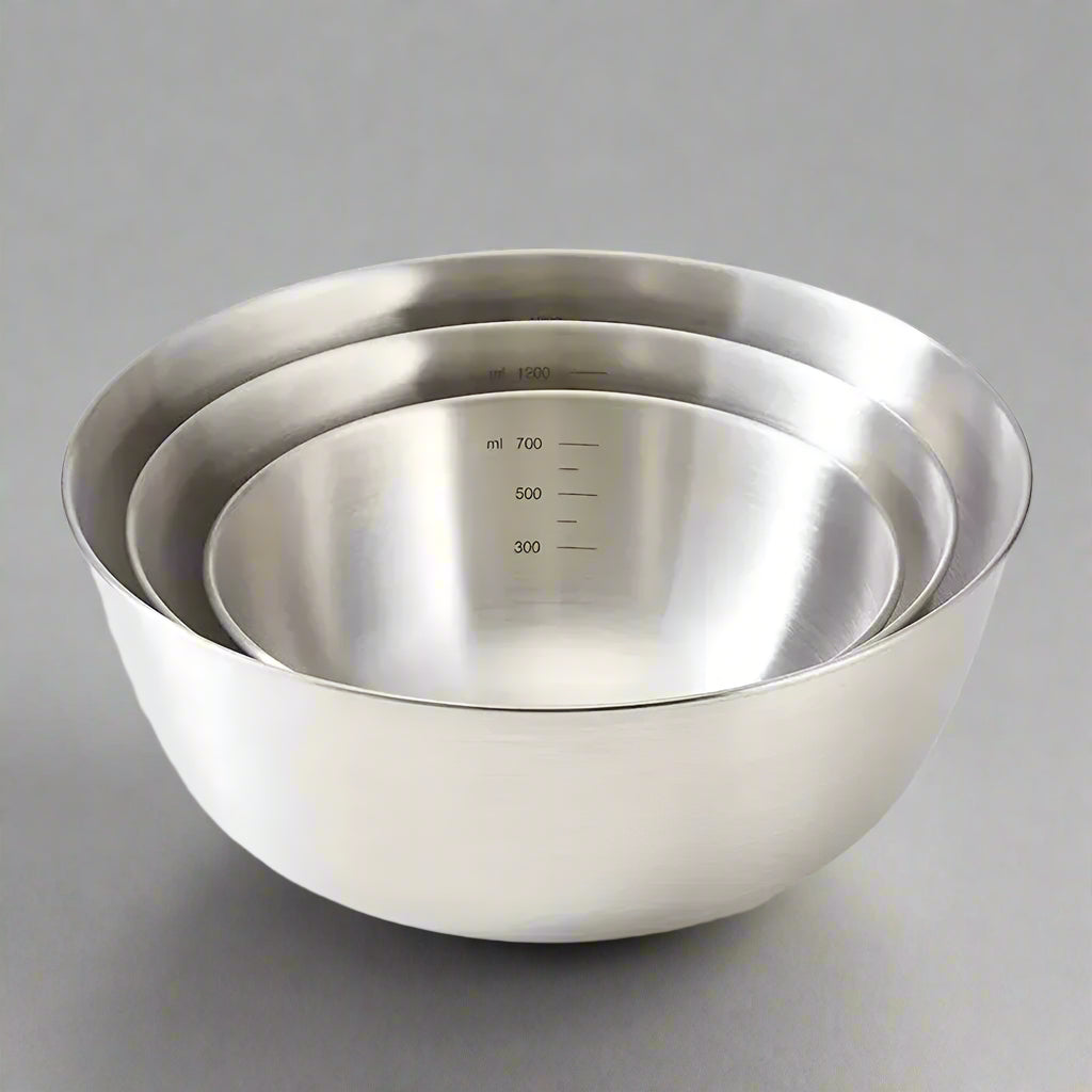 3pcs Stainless Steel Mixing Bowl Set with Measuring Scale – Non-Slip, Durable
