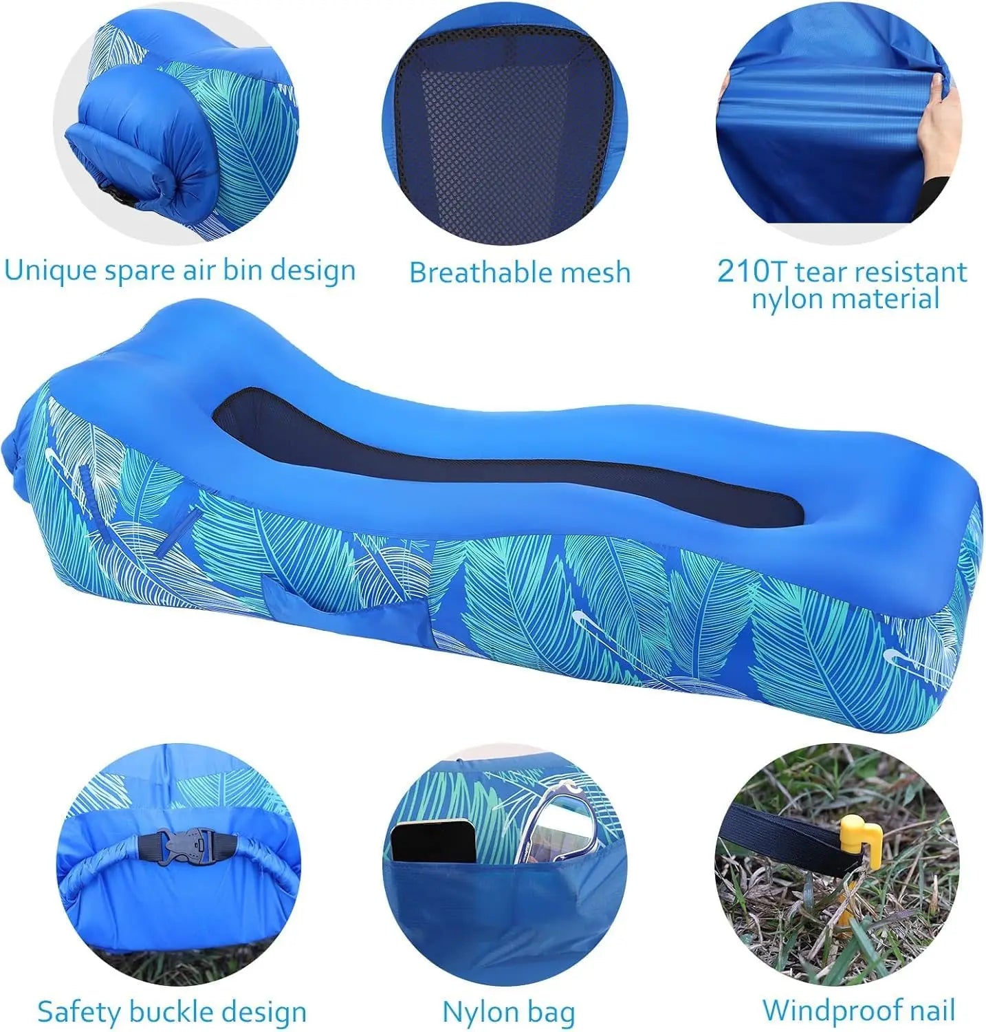 Inflatable Lounger Beach Chair with Sun-Shade – Waterproof Blow-Up Hammock for Outdoor Adventures Dealprice.co.uk
