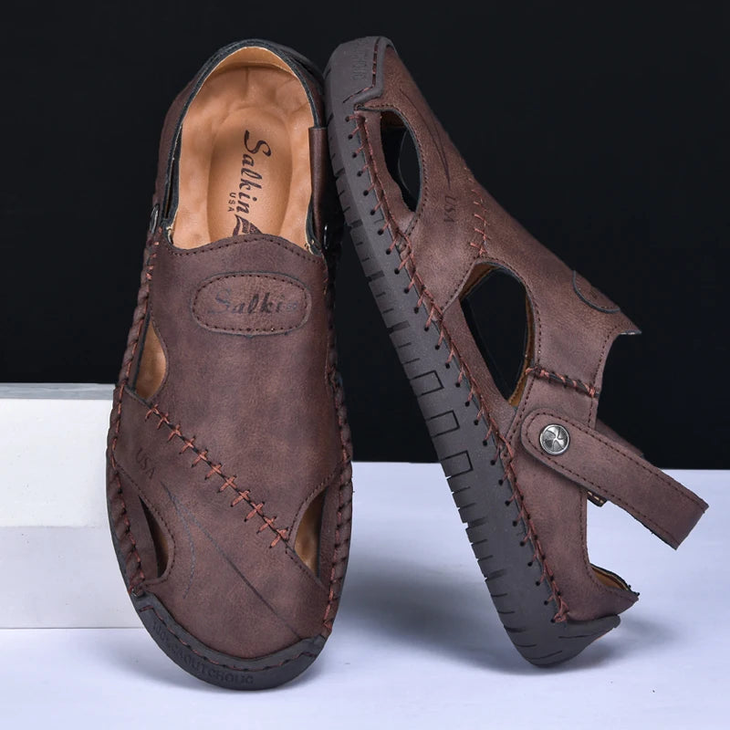 New Handmade Summer Sandals for Men – Breathable Outdoor Leather Shoes