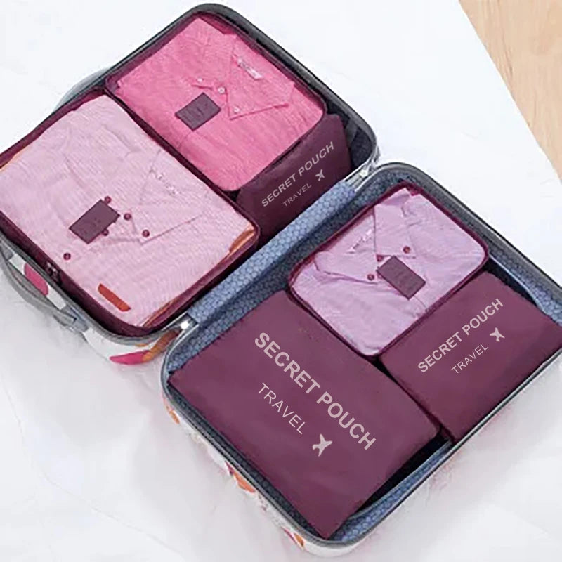 6 Pcs Travel Storage Bag Set – Waterproof, Large, Eco-Friendly Luggage Organisers