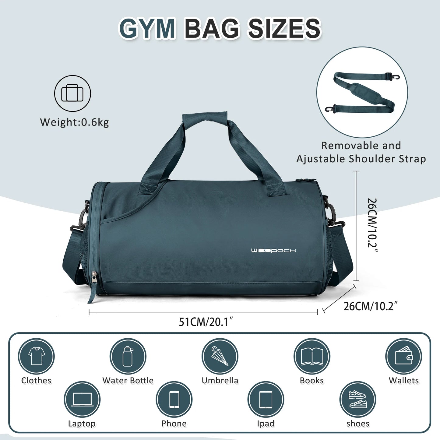 Women’s Waterproof Gym, Yoga & Weekend Bag with Shoe Compartment