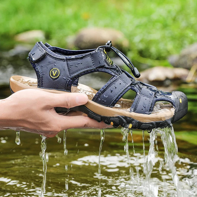 Men’s Leather Gladiator Sandals – Casual Outdoor Summer Beach Shoes