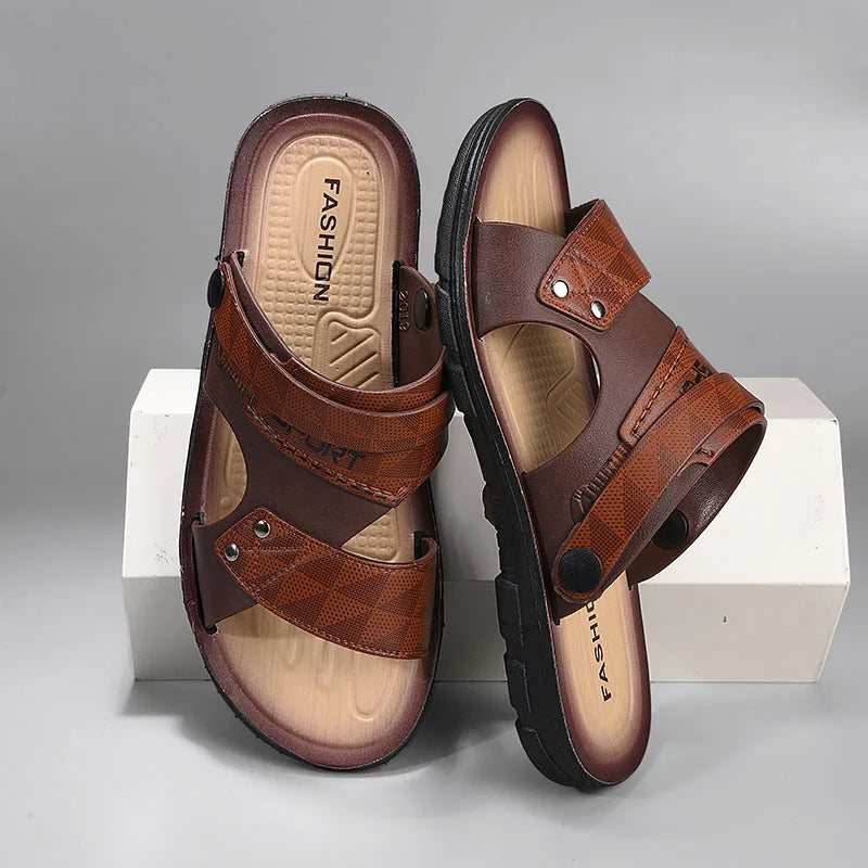 Men’s Summer Slip-On Sandals – Non-Slip Open-Toe Casual Beach Slippers
