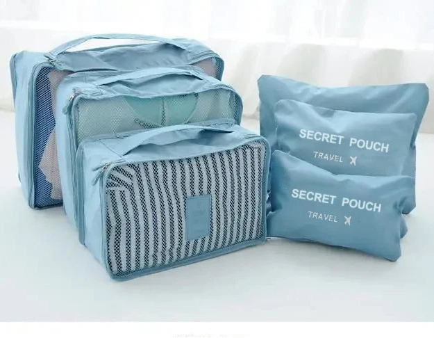 6 Pcs Travel Storage Bag Set – Waterproof, Large, Eco-Friendly Luggage Organisers