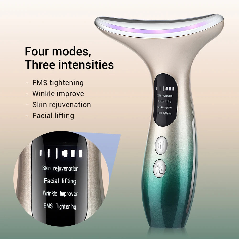 Neck & Face Beauty Device – 3-Colour LED Skin Tightening & Wrinkle Remover