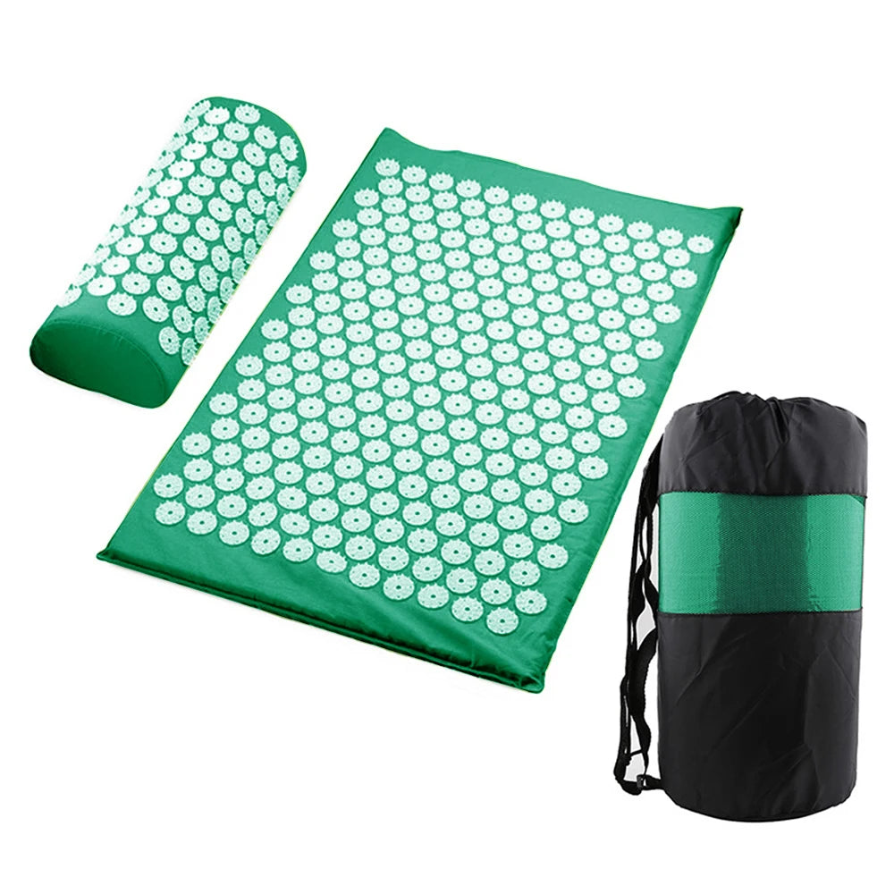 Acupressure Yoga Mat and Pillow Set for Back Pain Relief & Stress – Massage Spike Mat