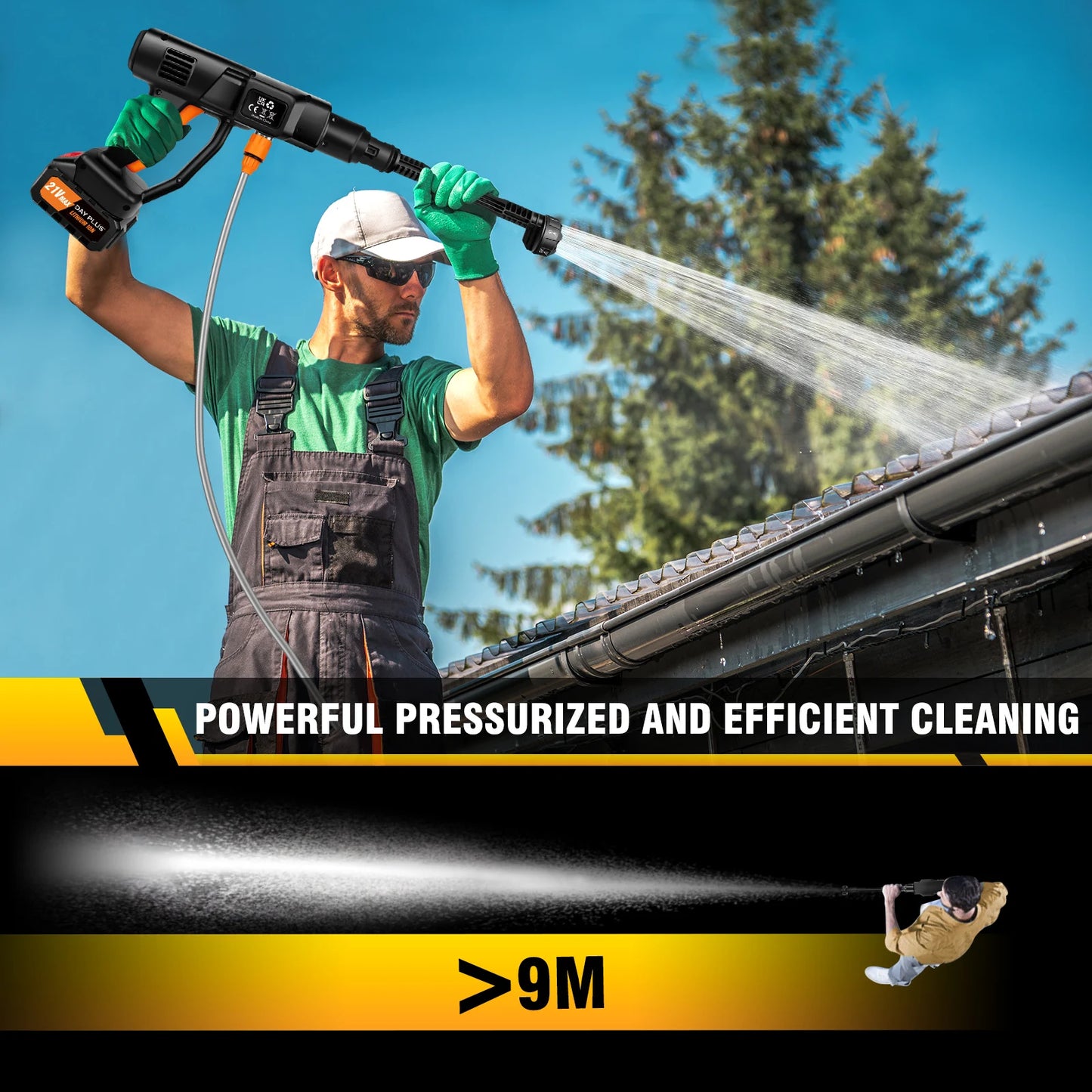 6-in-1 Cordless Pressure Washer – 21V Brushless with 3.0Ah Battery