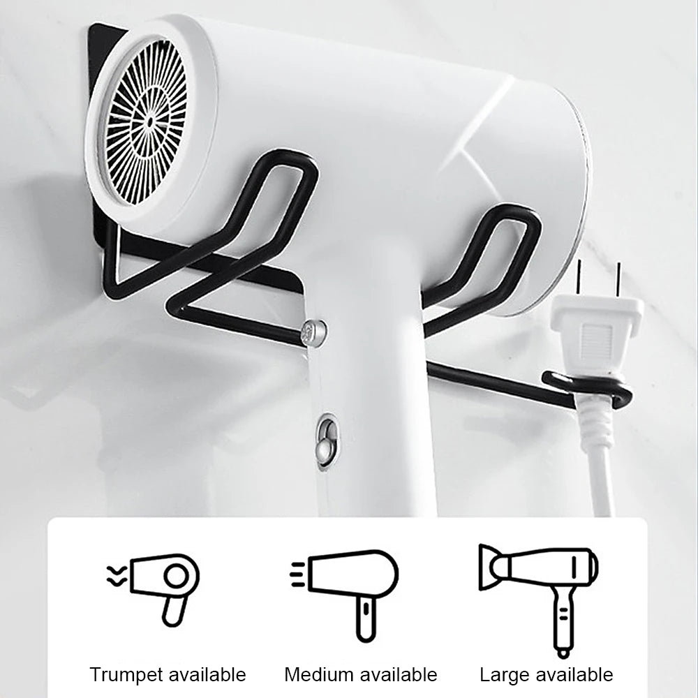 No-Drill Wall-Mounted Stainless Steel Hair Dryer Holder & Organizer Dealprice.co.uk