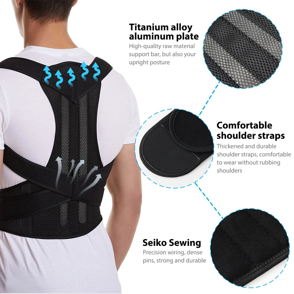 Adjustable Back & Shoulder Support Strap – Ergonomic Comfort & Alignment Aid