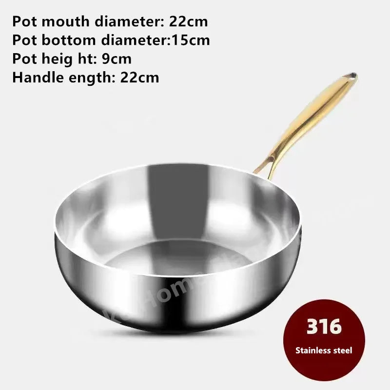 316 Stainless Steel Deep Frying Pan – Uncoated Non-Stick Wok