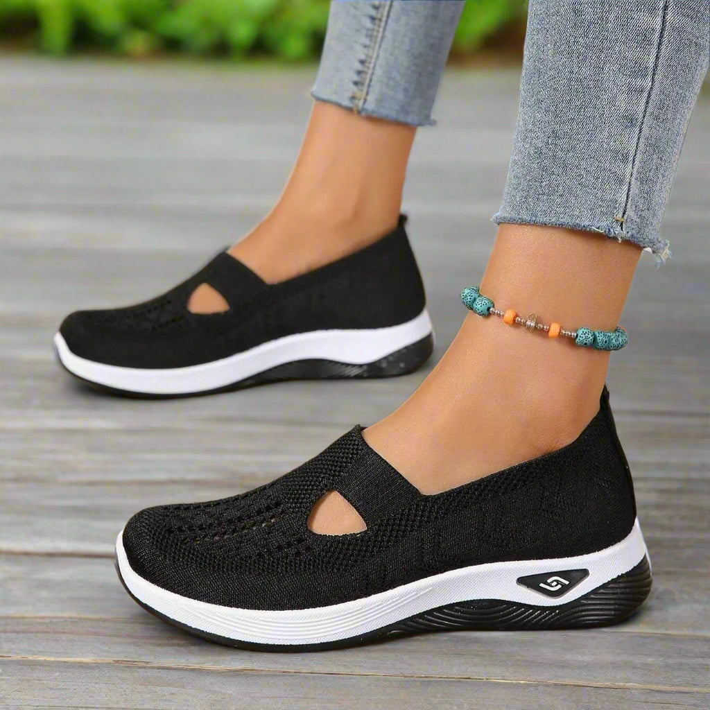 Casual Women's Breathable Hollow-Out Flats – Soft Sole Fashion Walking Sneakers