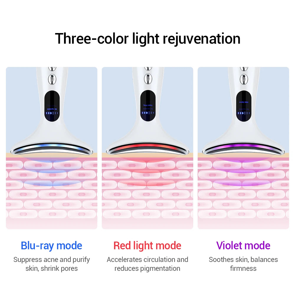 Neck & Face Beauty Device – 3-Colour LED Skin Tightening & Wrinkle Remover