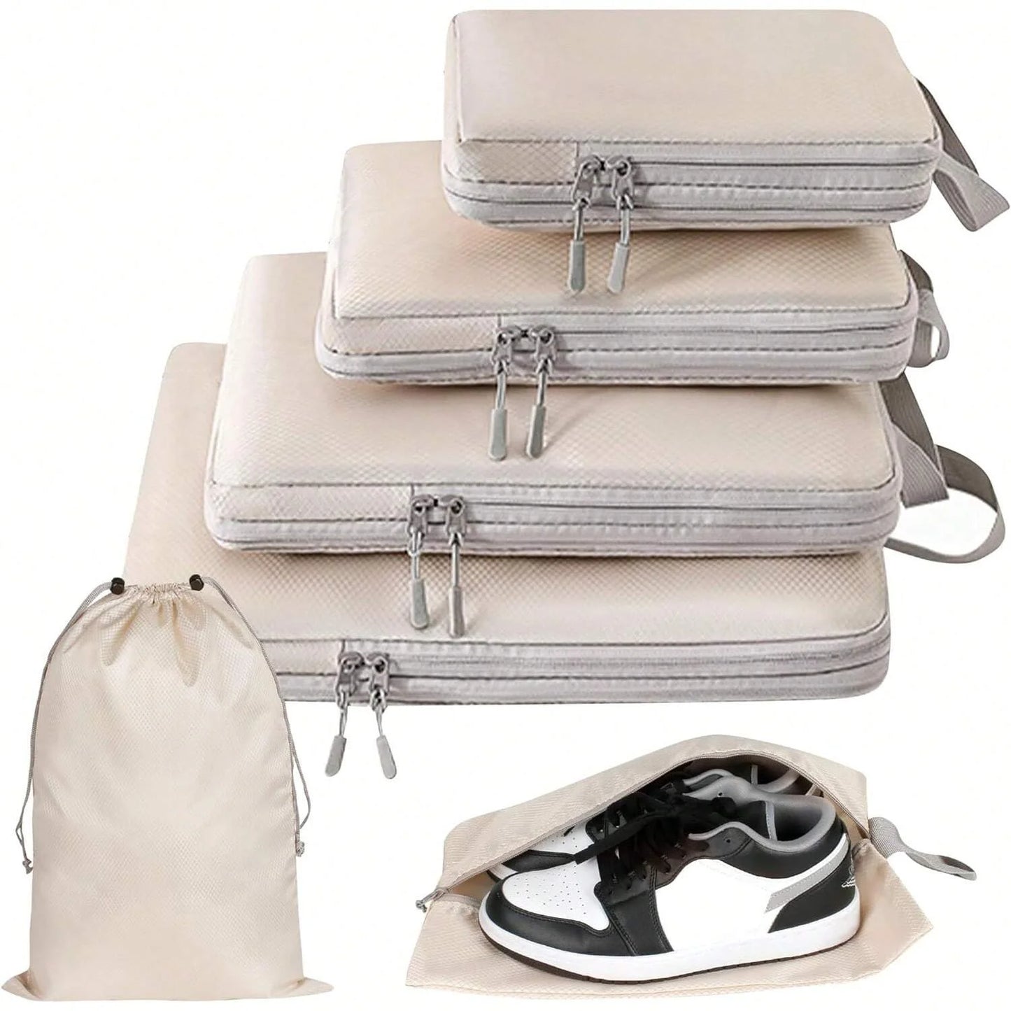 Travel Packing Cubes – Waterproof Compressible Luggage Organizer Set with Handbag